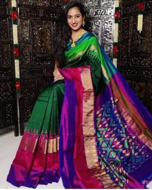 Pure Multicoloured IKKAT Silk Sarees